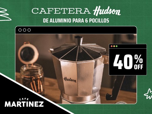 Cafetera Hudson Aluminio Pulido Tipo Italiana 6 Tazas