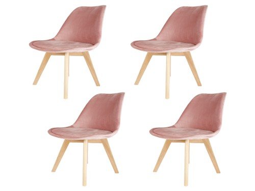 Silla Tulip Tapizada Velvet Rosa x4