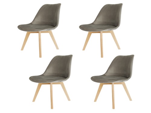 Silla Tulip Tapizada Velvet Gris x4