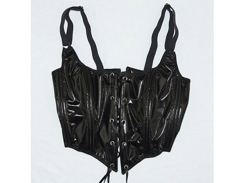 Corset de vinilo con apertura frontal y trasera charol sexy BlackSky