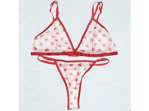 Conjunto de microtul - Corazones rojos y fondo blanco BlackSky