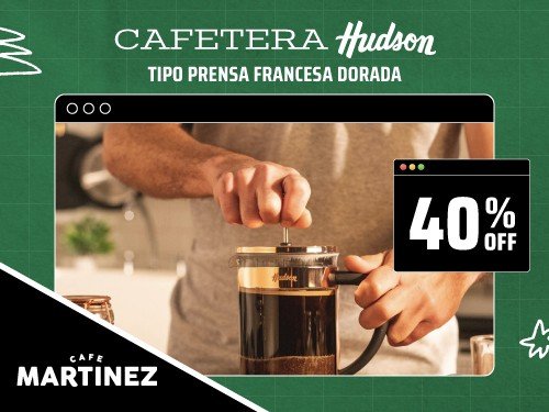 Cafetera Prensa Francesa de Vidro Hudson Dorada 5 Pocillos