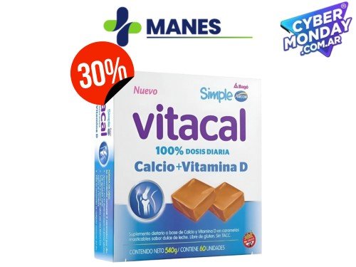 SIMPLE VITACAL CALCIO + VITAMINA D SABOR DULCE DE LECHE X 60 CARAMELOS