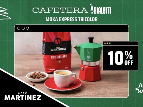 Cafetera Moka Italiana Express TRICOLOR Italia Bialetti 3 Pocillos