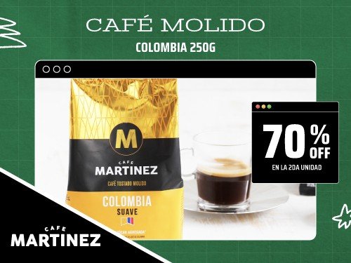 Café Tostado Molido Colombia Café Martínez Sin Azúcar Agregada 250 Gr