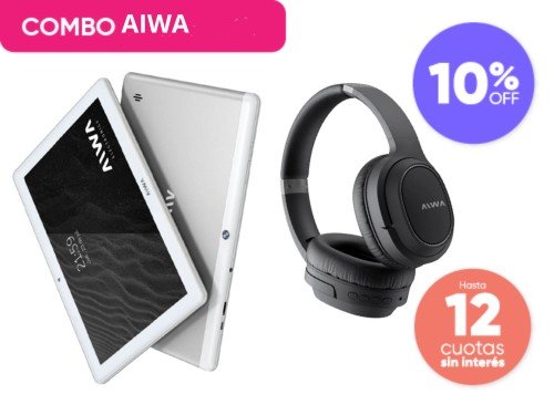 Combo Aiwa Tablet 10" 64/4GB + Auriculares Vincha Bluetooth BT-501