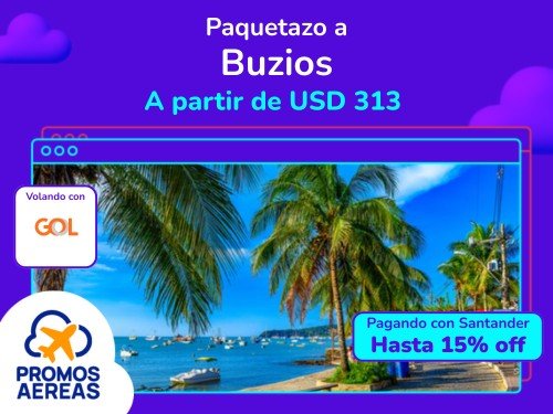 Paquetazos a Búzios a partir de U$D 313  desde Aeroparque