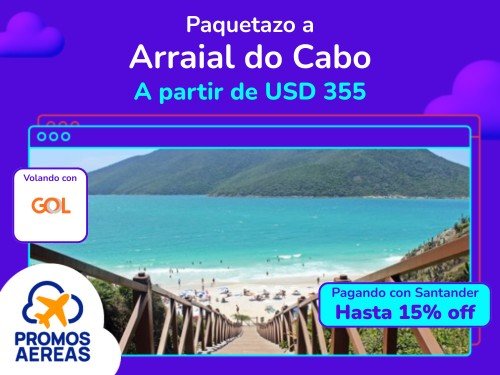 Paquetazos a Arraial Do Cabo desde Aeroparque