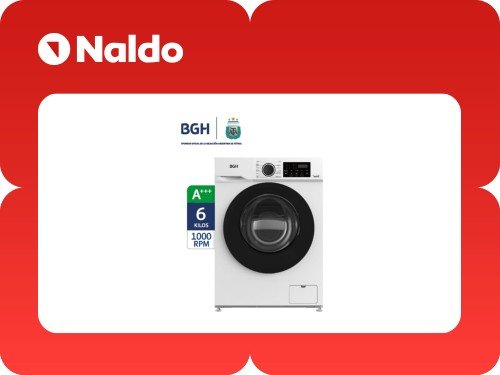 Lavarropas Bgh 6kg Bwfe06w24ar 1000rpm Blanco Inverter A+++