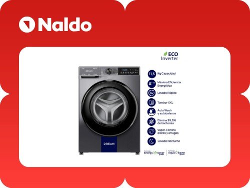 Lavarropas Drean 11.5kg Lfdr1114isg0 1400rpm Gris Inverter